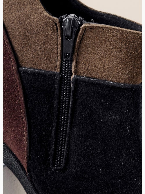 Boots zippées largeur confort cuir velours - Afibel - Kiabi
