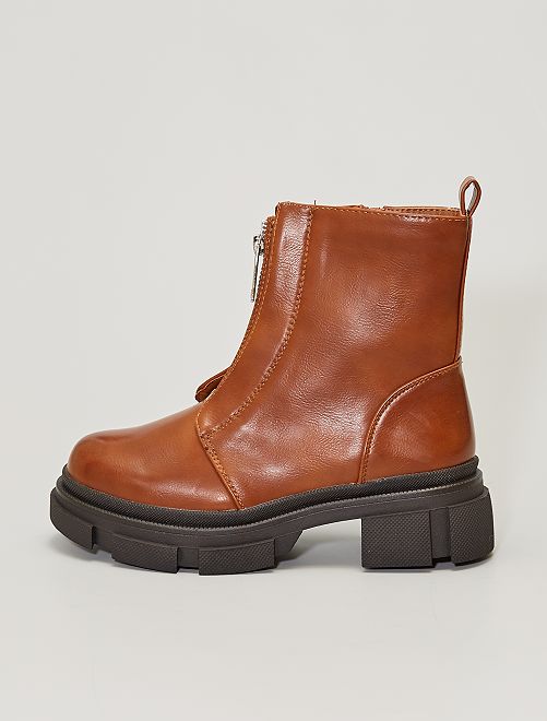 Boots zippées style ranger                     marron clair 
