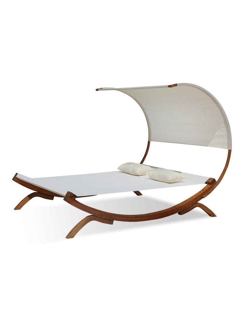 Bora-bora : hamac sur pieds bois 2 personnes 195 x 180 cm en toile PVC écru Ecru - Kiabi