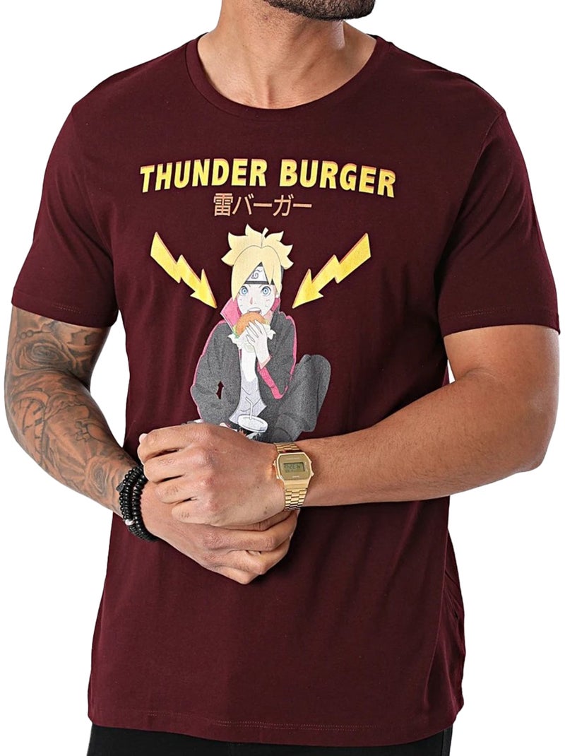 Boruto: Naruto Next Generations - T-shirt motif/style logo THUNDER BURGER Bordeaux - Kiabi