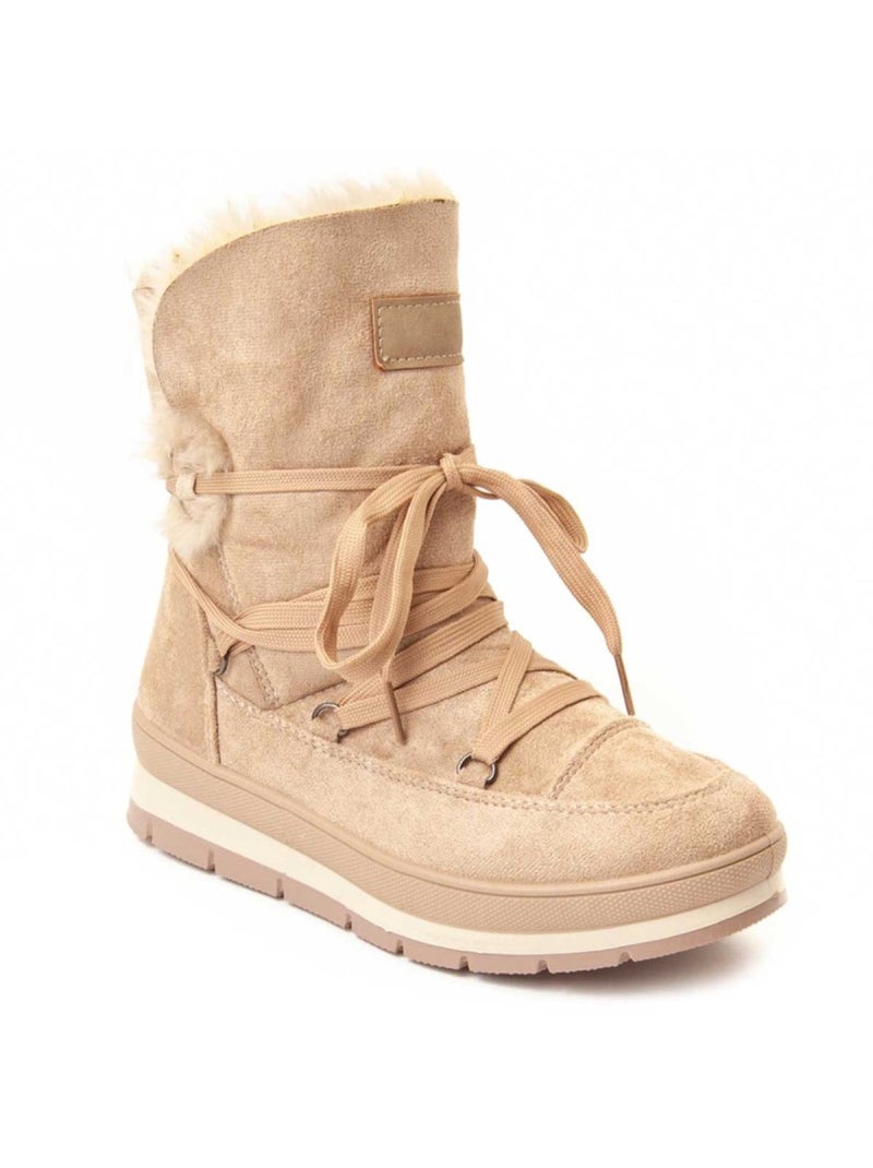 Botte à Plateforme à La Cheville Matériel Synthétique Montevita Beige - Kiabi