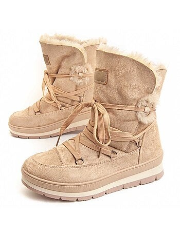 BOTTE À PLATEFORME À LA CHEVILLE SYNTHÉTIQUE BEIGE