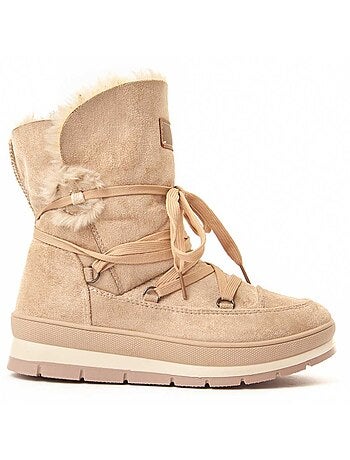 BOTTE À PLATEFORME À LA CHEVILLE SYNTHÉTIQUE BEIGE