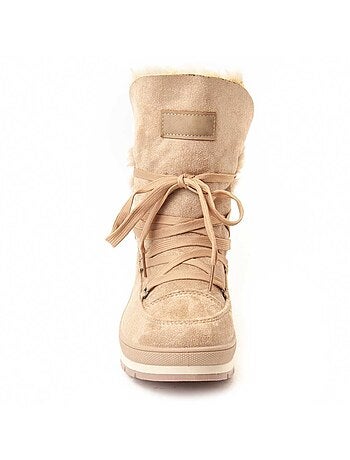 BOTTE À PLATEFORME À LA CHEVILLE SYNTHÉTIQUE BEIGE