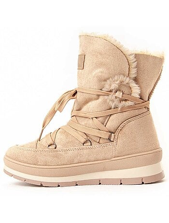 BOTTE À PLATEFORME À LA CHEVILLE SYNTHÉTIQUE BEIGE