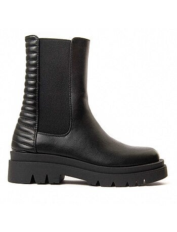 BOTTE À PLATEFORME À LA CHEVILLE SYNTHÉTIQUE NOIR