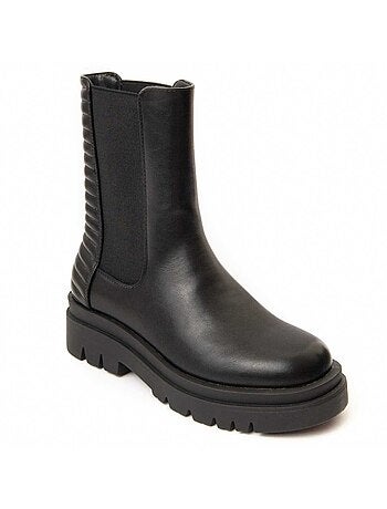 BOTTE À PLATEFORME À LA CHEVILLE SYNTHÉTIQUE NOIR