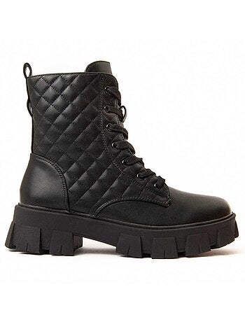 BOTTE À PLATEFORME À LA CHEVILLE SYNTHÉTIQUE NOIR