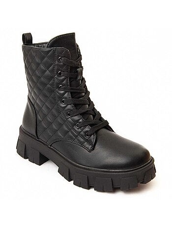 BOTTE À PLATEFORME À LA CHEVILLE SYNTHÉTIQUE NOIR