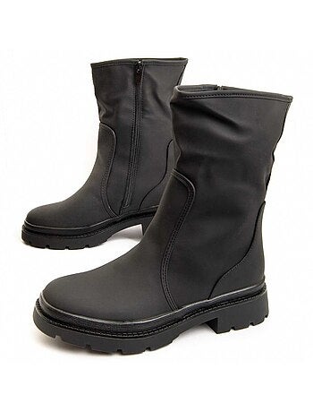 BOTTE À PLATEFORME À LA CHEVILLE SYNTHÉTIQUE NOIR