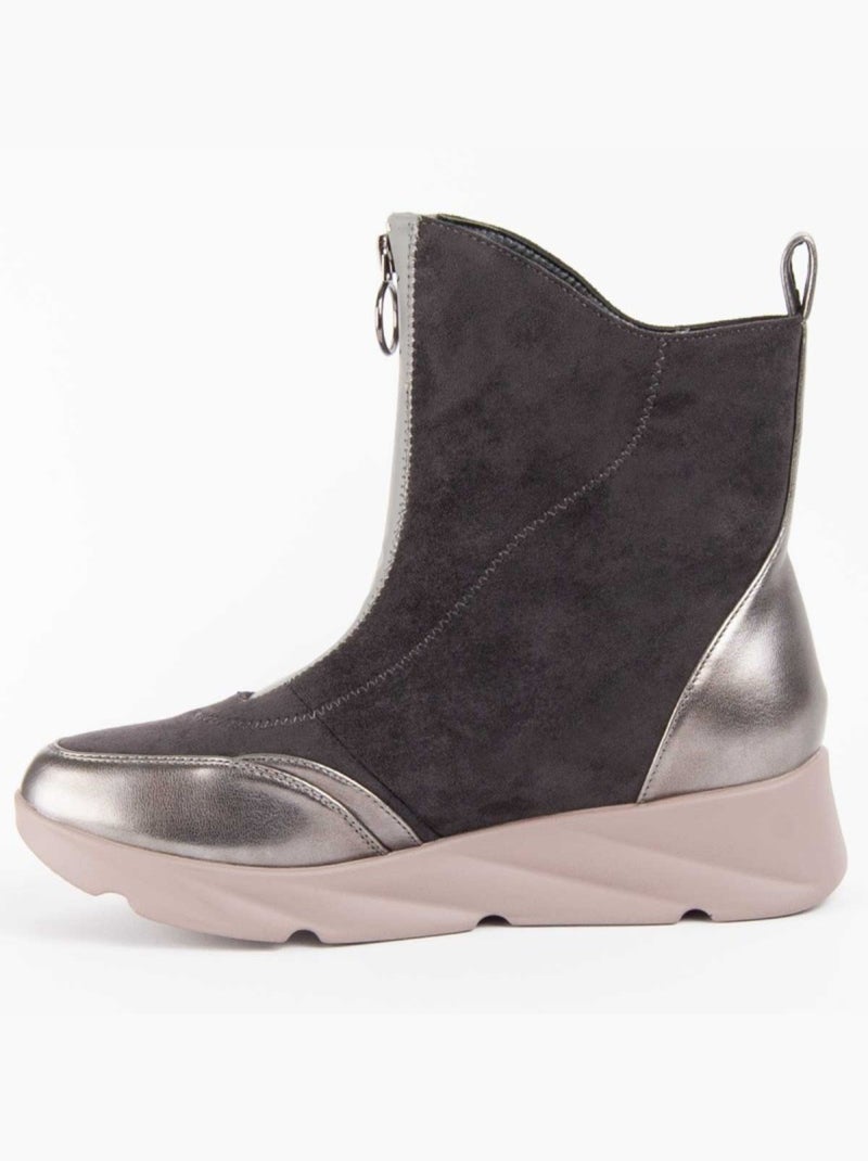 Botte à Pointe Matière Synthétique Et Textile Montevita Gris - Kiabi