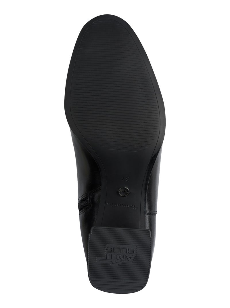 Botte à Talon Cuir Tamaris Noir - Kiabi