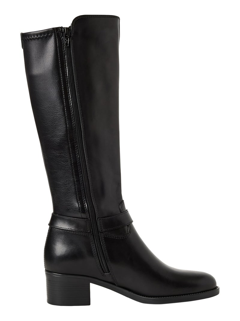 Botte à Talon Cuir Tamaris Noir - Kiabi