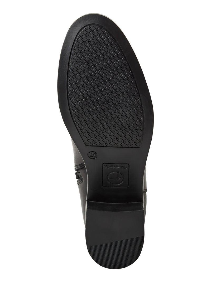 Botte à Talon Cuir Tamaris Noir - Kiabi