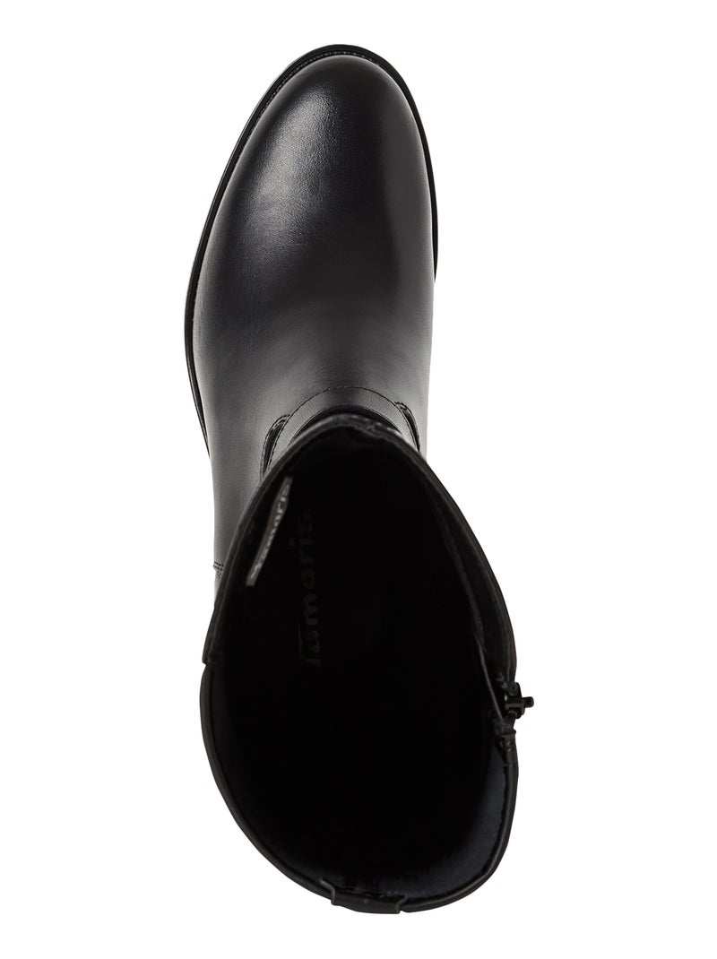 Botte à Talon Cuir Tamaris Noir - Kiabi