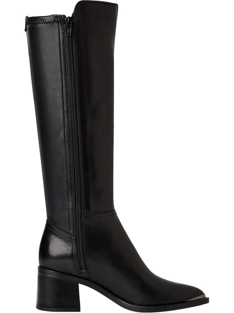 Botte A Talon Cuir Tamaris Noir - Kiabi