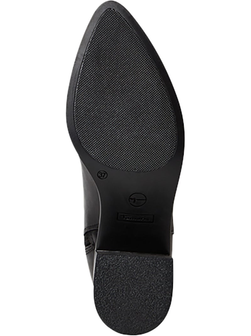 Botte A Talon Cuir Tamaris Noir - Kiabi