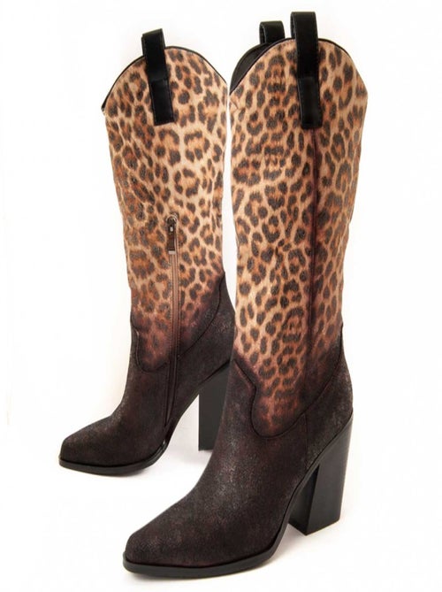 Botte à talon Montevita Lépard - Kiabi