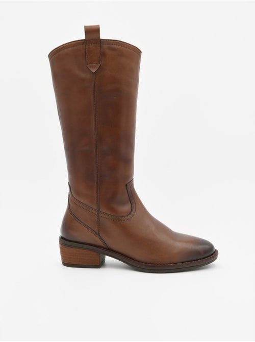 Botte à Talons Cuir Naturel Purapiel - Kiabi