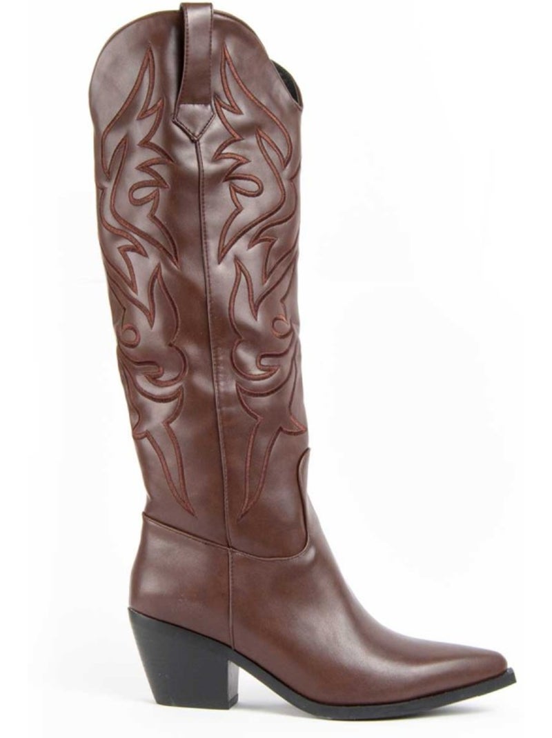 Botte à Talons Matériau Synthétique Montevita Marron - Kiabi