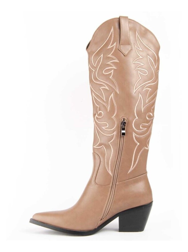 Botte à Talons Matériel Synthétique Montevita Beige - Kiabi