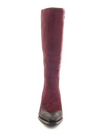 BOTTE À TALONS MATIÈRE SYNTHÉTIQUE ET TEXTILE BORDEAUX