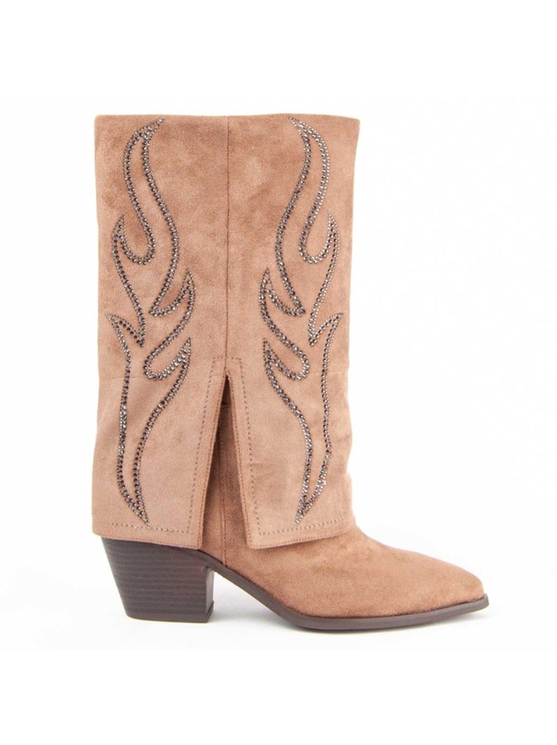 Botte à Talons Matière Synthétique Et Textile Montevita Marron - Kiabi