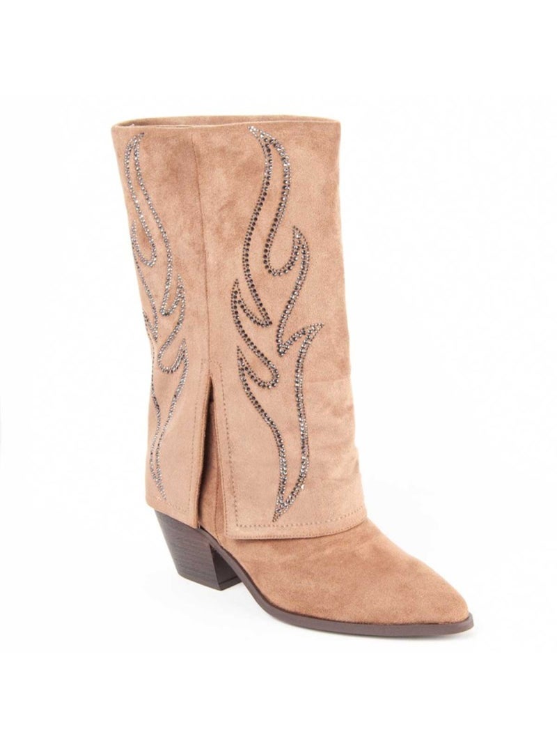 Botte à Talons Matière Synthétique Et Textile Montevita Marron - Kiabi