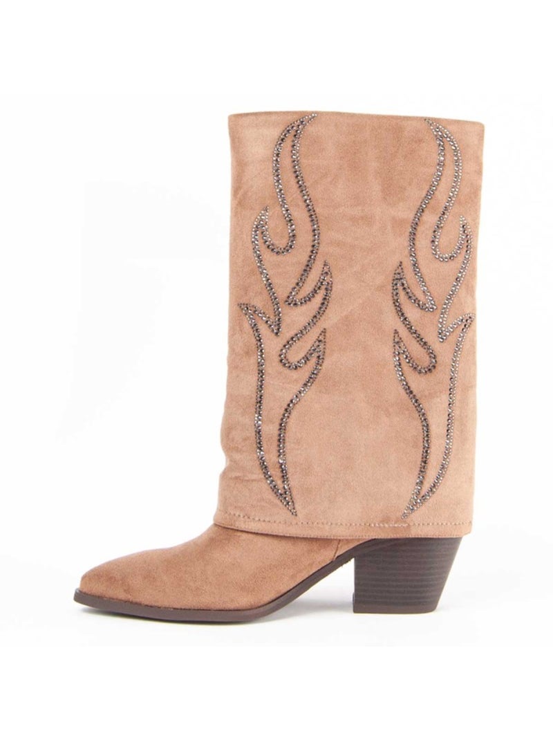 Botte à Talons Matière Synthétique Et Textile Montevita Marron - Kiabi