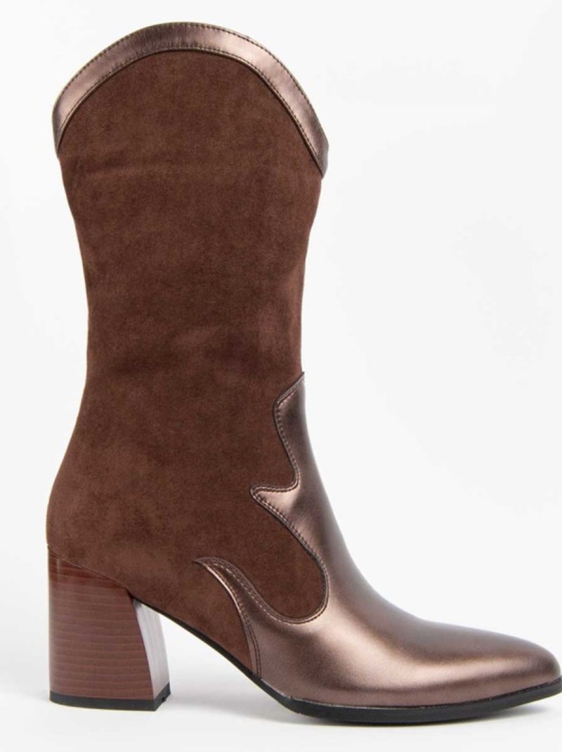 Botte à Talons Matière Synthétique Et Textile Montevita Marron - Kiabi