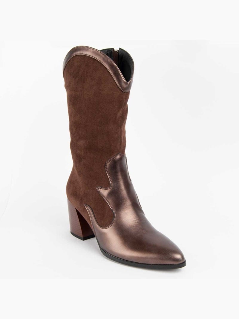 Botte à Talons Matière Synthétique Et Textile Montevita Marron - Kiabi