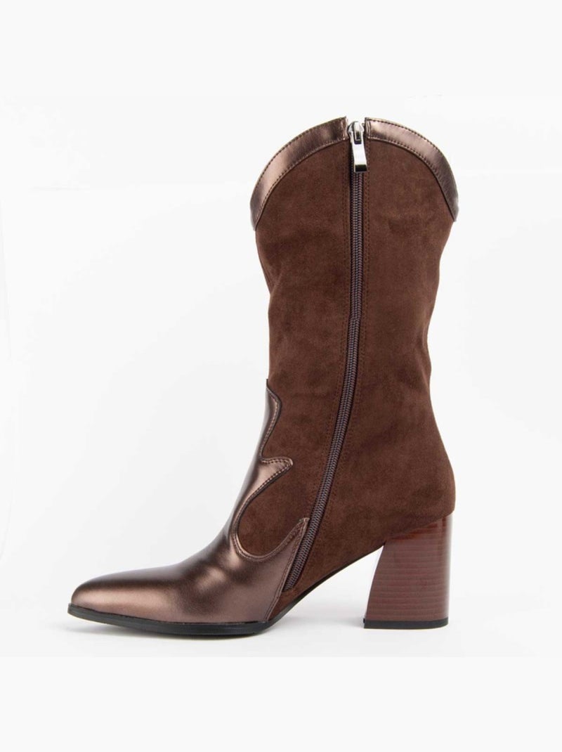 Botte à Talons Matière Synthétique Et Textile Montevita Marron - Kiabi