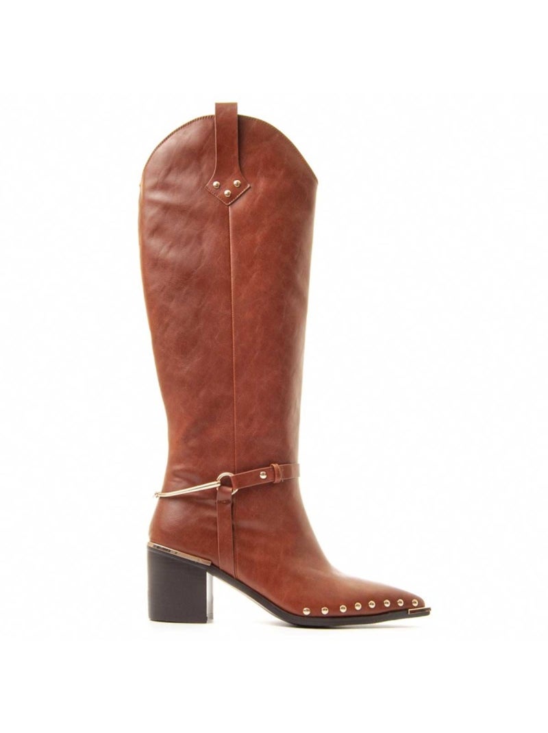 Botte à Talons Matière Synthétique Et Textile Montevita Marron - Kiabi