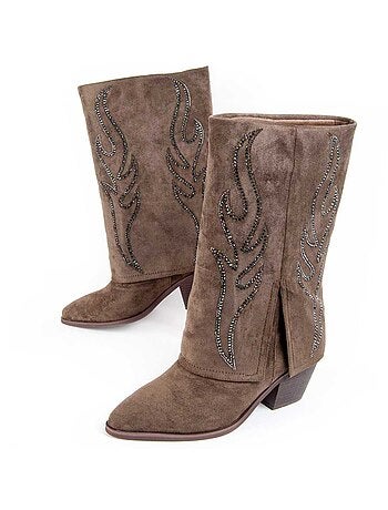 Botte à Talons Matière Synthétique Et Textile Montevita