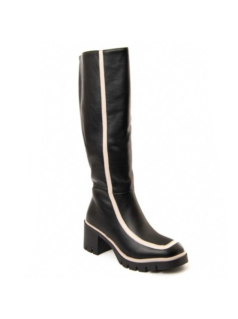 Botte à talons matières synthétiques et textile montevita Noir - Kiabi