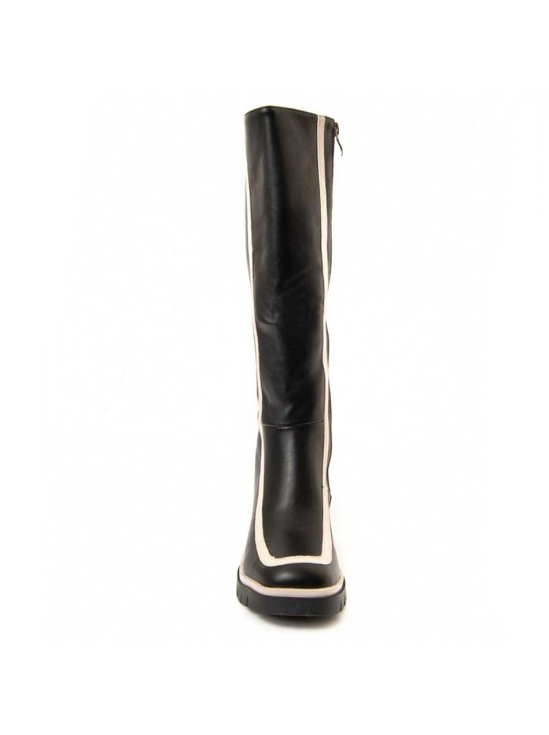 Botte à talons matières synthétiques et textile montevita Noir - Kiabi
