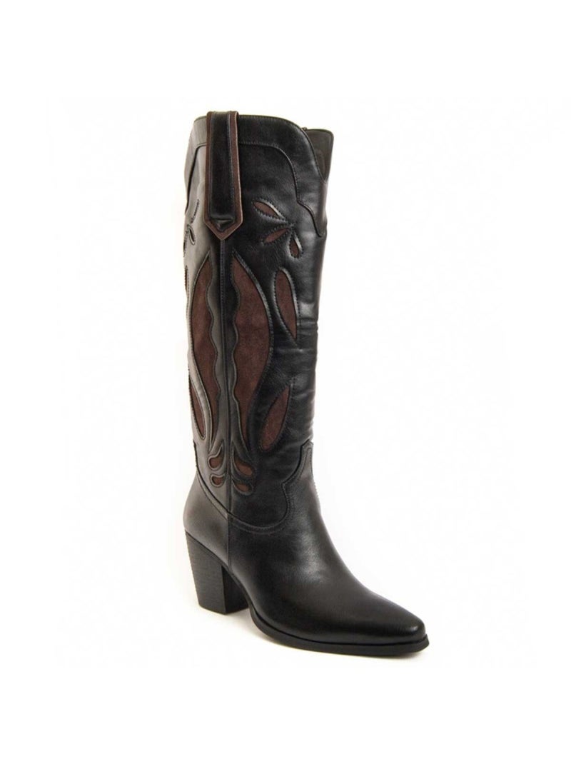 Botte à Talons Matières Synthétiques Et Textile Montevita Noir - Kiabi