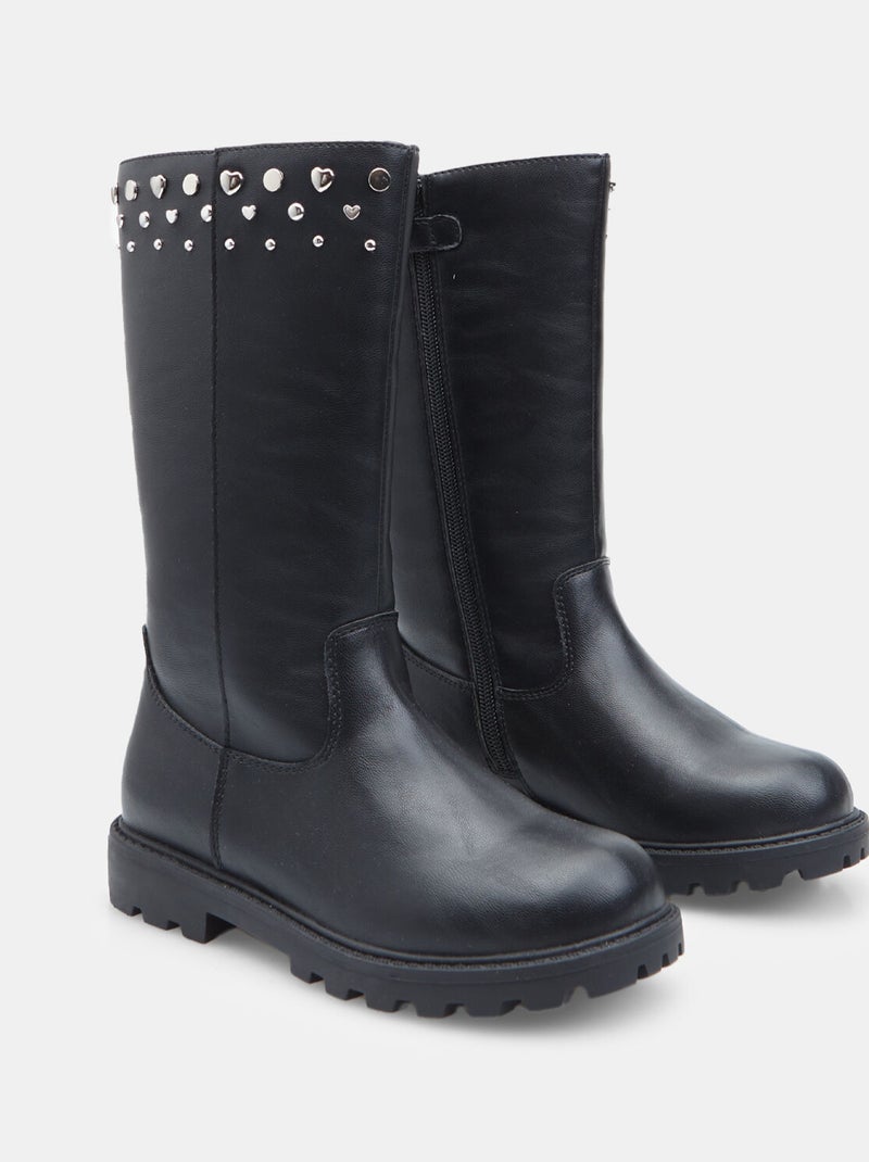 Botte avec applications Bata Noir - Kiabi