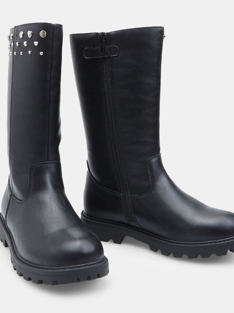 Botte avec applications Bata Noir - Kiabi