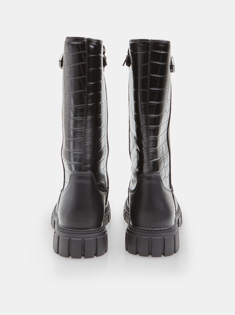 Botte avec boucle et imprimé crocodile Bata Noir - Kiabi