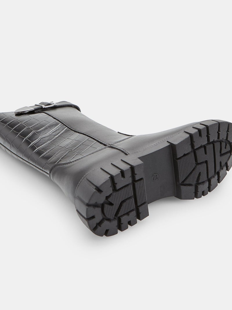 Botte avec boucle et imprimé crocodile Bata Noir - Kiabi