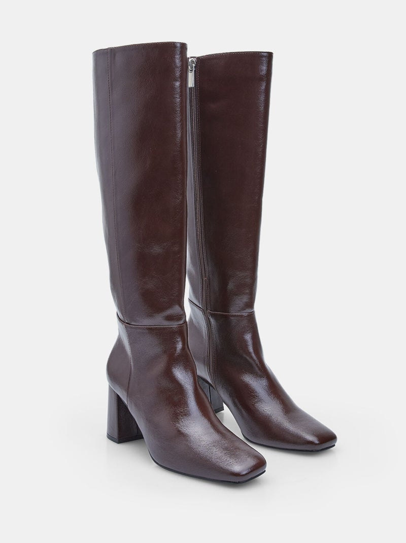 Botte  avec talon et fermeture éclair bata Marron - Kiabi