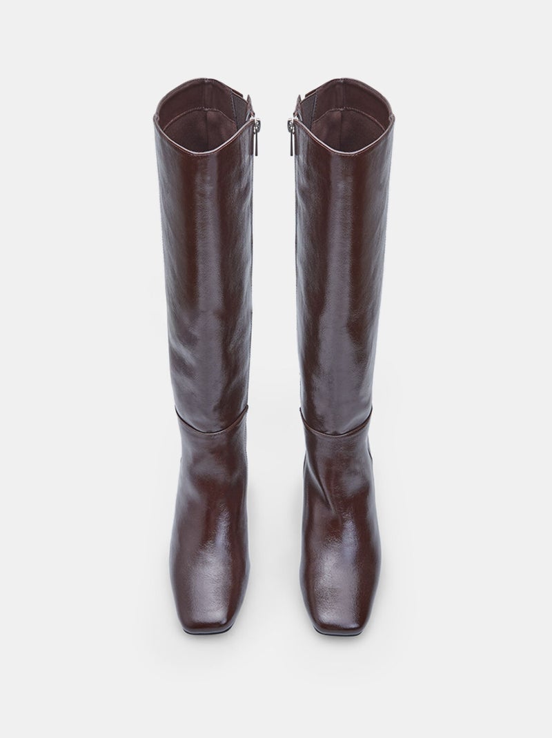 Botte  avec talon et fermeture éclair bata Marron - Kiabi