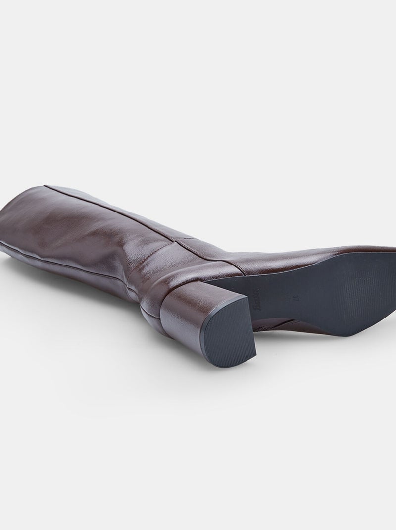 Botte  avec talon et fermeture éclair bata Marron - Kiabi
