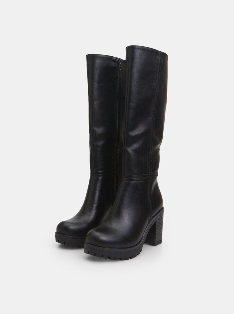 Botte avec talon et semelle track BATA Noir - Kiabi