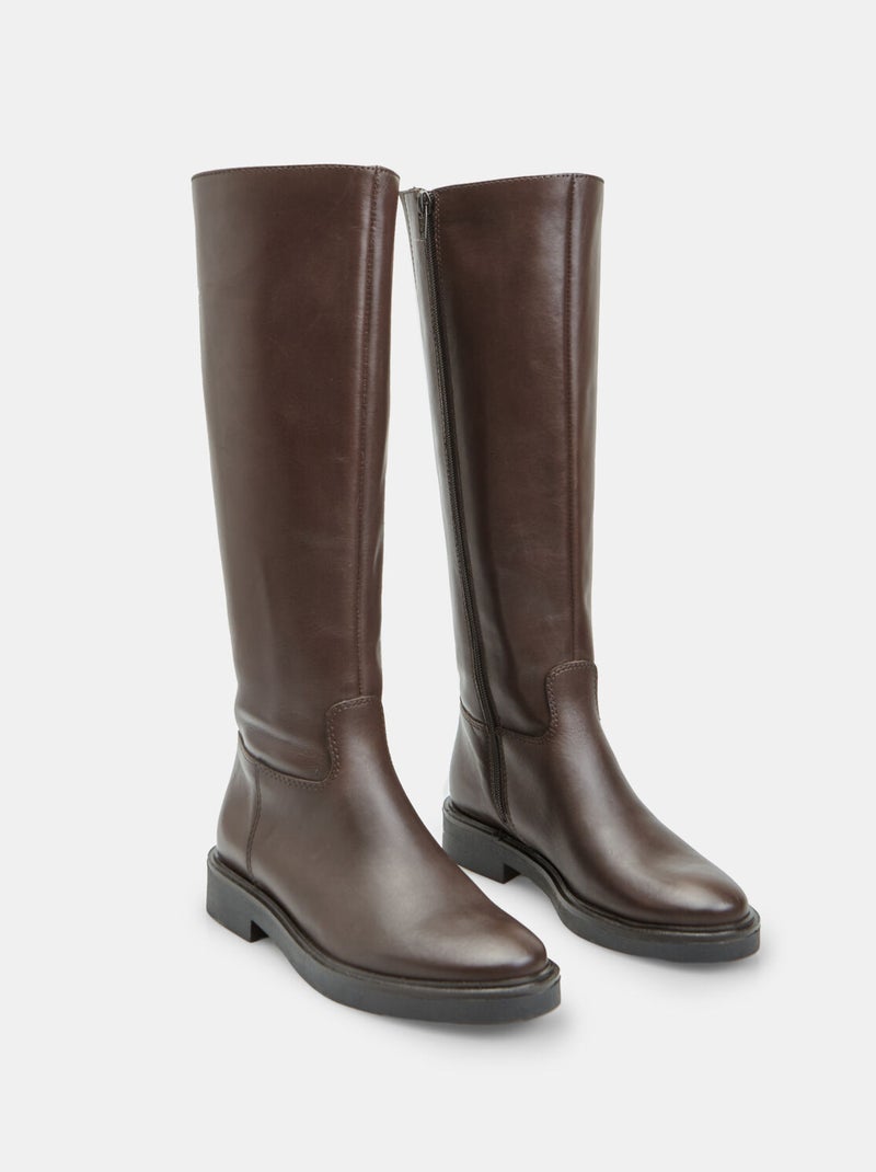 Botte cavalière en cuir Bata Marron - Kiabi