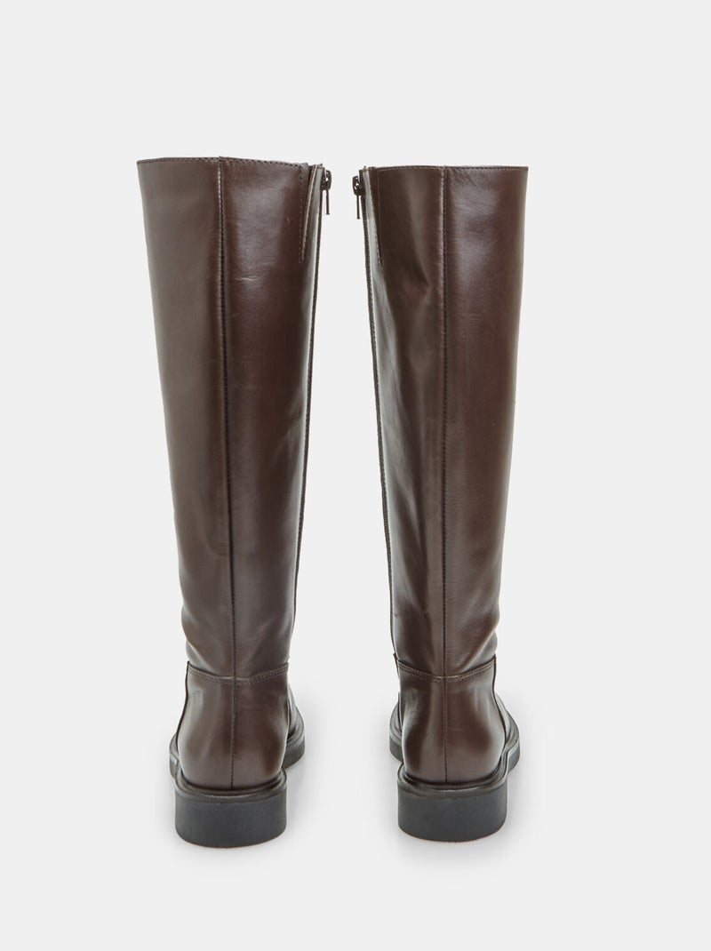 Botte cavalière en cuir Bata Marron - Kiabi