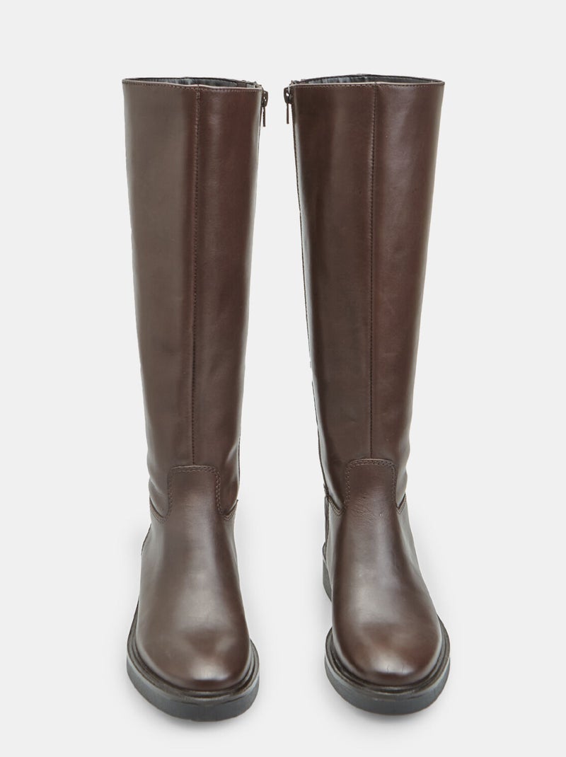 Botte cavalière en cuir Bata Marron - Kiabi