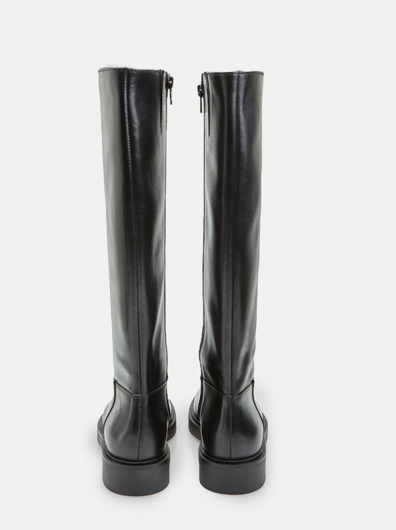 Botte cavalière en cuir Bata Noir - Kiabi