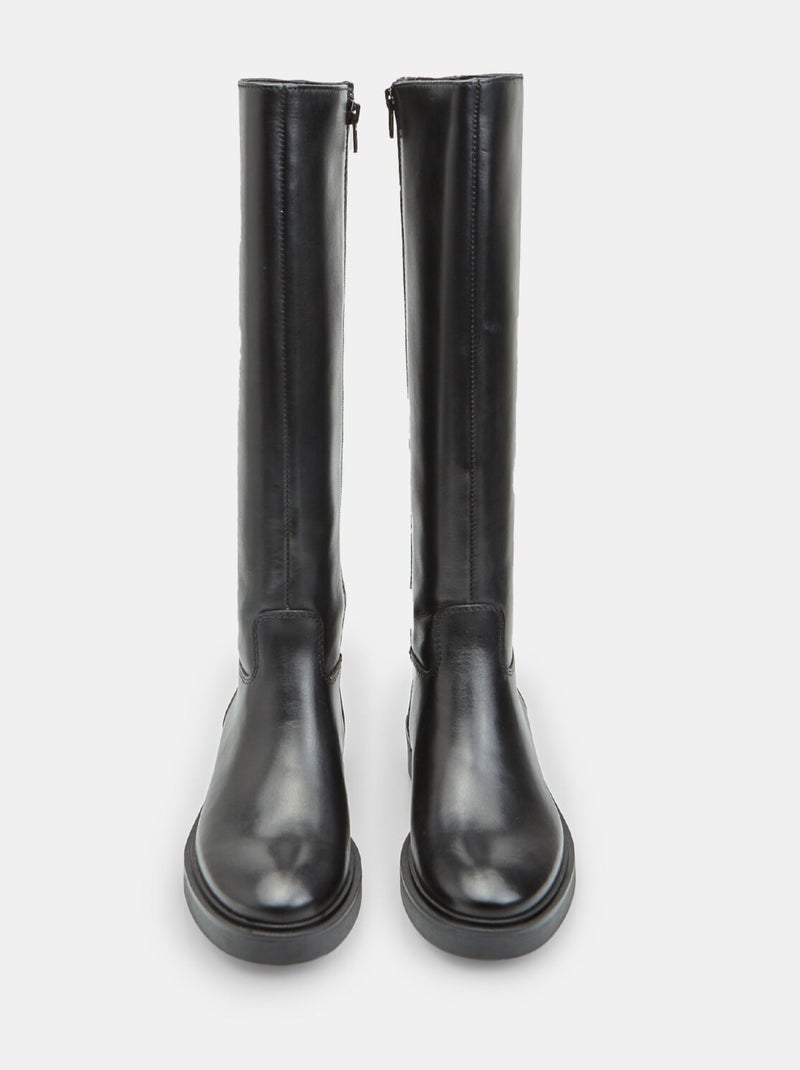 Botte cavalière en cuir Bata Noir - Kiabi